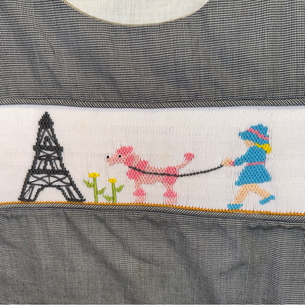 Charming Gray Kids Casual Dress with Parisian Embroidery